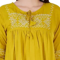 Stunning Yellow Rayon Machine Embroidered Short Kurta For Women-thumb4