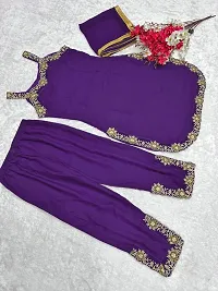 Stylish Purple Georgette Kurta With Bottom Wear And Dupatta For Women-thumb1