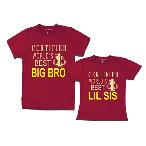 MTEE Total Genius Big Bro Lil Sis T-Shirts Combo Pack Set of 2 Round Neck t-Shirts Color