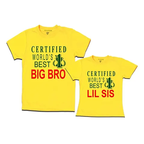 MTEE Total Genius Big Bro Lil Sis T-Shirts Combo Pack Set of 2 Round Neck t-Shirts Color