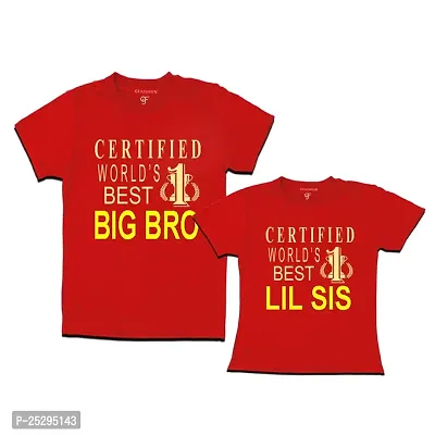 MTEE Total Genius Big Bro Lil Sis T-Shirts Combo Pack Set of 2 Cotton Round Neck t-Shirts Yellow Color