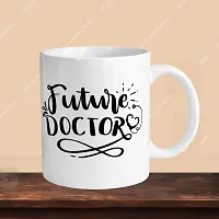 Premium 330ml Ceramic White Coffee Mug - Dr. To Be - WithOval Keychain-thumb2