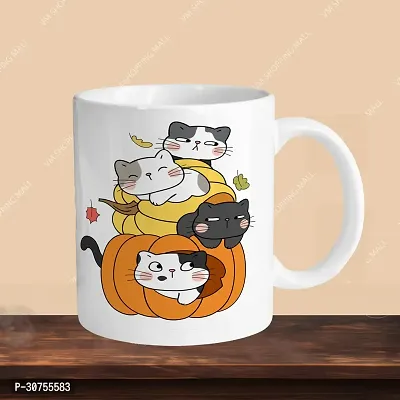 Premium 330ml Ceramic White Coffee Mug - cats- Single  Pack-thumb3