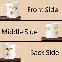 Premium 330ml Ceramic White Coffee Mug - happy- Single  Pack-thumb3