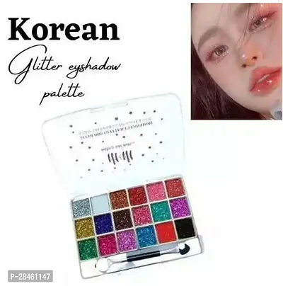 18 Color Glitter Pocket Eyeshadow Palette, Shimmery Finish Highly Sparkle Glitter Eyeshadow Palette Glitter Eyeshadow Palette-thumb0