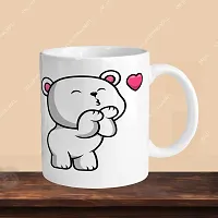 Premium 330ml Ceramic White Coffee Mug - teddy- Single  Pack-thumb2