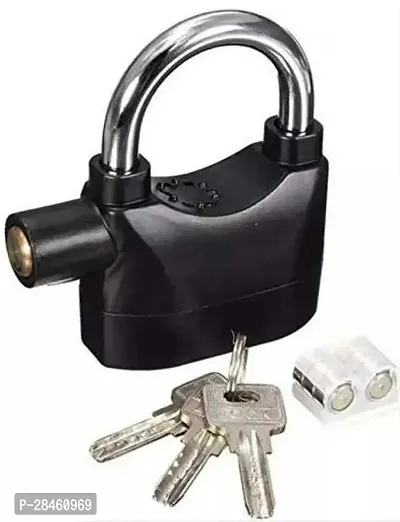 Alarm Security Lock with Motion Sensor and 3 Keys, Metallic finish (Black)-thumb0