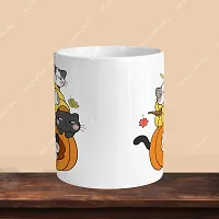 Premium 330ml Ceramic White Coffee Mug - cats- Single  Pack-thumb1