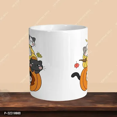 Premium 330ml Ceramic White Coffee Mug - cats- Single  Pack-thumb2