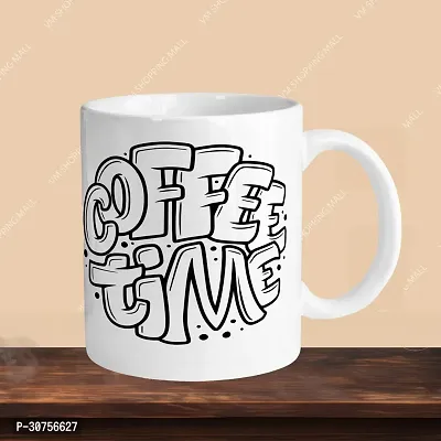 Premium 330ml Ceramic White Coffee Mug - coffee time 01 - Single Pack-thumb3