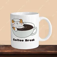 Premium 330ml Ceramic White Coffee Mug - coffee break rest - Single Pack-thumb2