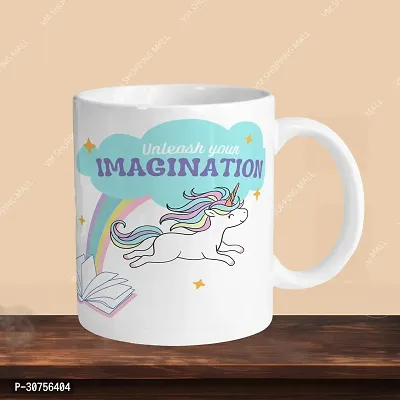 Premium 330ml Ceramic White Coffee Mug - imagination- Single  Pack-thumb3