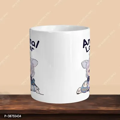 Premium 330ml Ceramic White Coffee Mug - animal lover- Single  Pack-thumb2