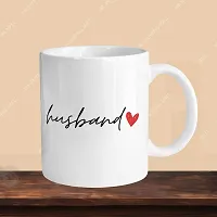 Premium 330ml Ceramic White Coffee Mug - husband- With Rectangle Keychain-thumb2