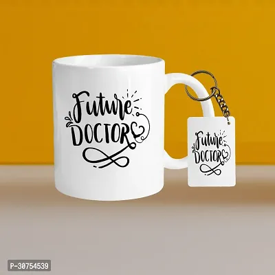 Premium 330ml Ceramic White Coffee Mug - Dr. To Be - WithRectangle Keychain-thumb0