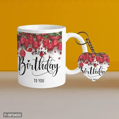 Premium 330ml Ceramic White Coffee Mug - Happy Birthday 03 - WithHeart Keychain-thumb0