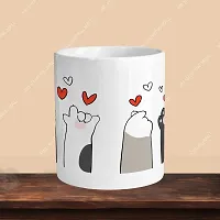 Premium 330ml Ceramic White Coffee Mug - cat paws- Single  Pack-thumb1