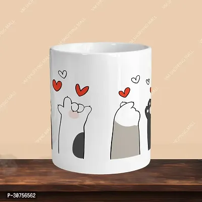 Premium 330ml Ceramic White Coffee Mug - cat paws- Single  Pack-thumb2