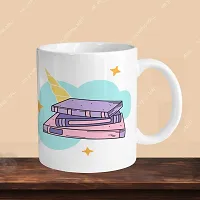 Premium 330ml Ceramic White Coffee Mug - unicorn book- Single  Pack-thumb2