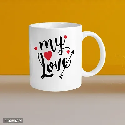 Premium 330ml Ceramic White Coffee Mug - my love- Single  Pack