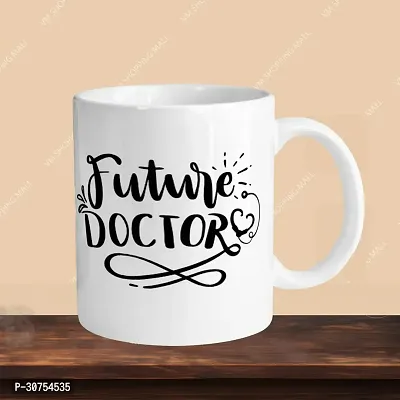 Premium 330ml Ceramic White Coffee Mug - Dr. To Be - WithApple Keychain-thumb3