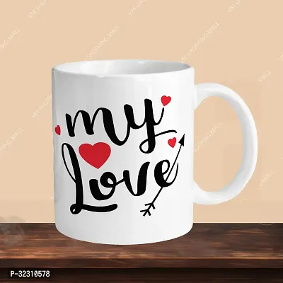 Classy Ceramic White Coffee Mug with Keychain - 330ml-thumb3