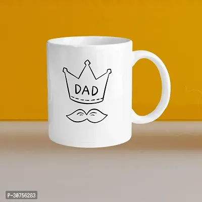 Premium 330ml Ceramic White Coffee Mug - dad- Single  Pack