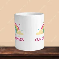 Premium 330ml Ceramic White Coffee Mug - cup of happiness - Single Pack-thumb1