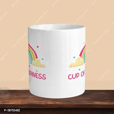 Premium 330ml Ceramic White Coffee Mug - cup of happiness - Single Pack-thumb2