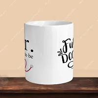 Premium 330ml Ceramic White Coffee Mug - Dr. To Be - WithApple Keychain-thumb1