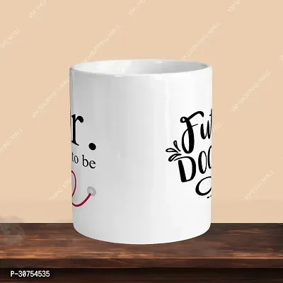 Premium 330ml Ceramic White Coffee Mug - Dr. To Be - WithApple Keychain-thumb2