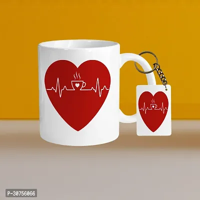 Premium 330ml Ceramic White Coffee Mug - coffee lover 01 - WithRectangle Keychain-thumb0