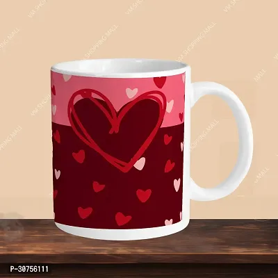 Premium 330ml Ceramic White Coffee Mug - heart 01- Single  Pack-thumb3