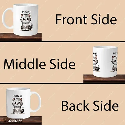 Premium 330ml Ceramic White Coffee Mug - cat meoww- Single  Pack-thumb4