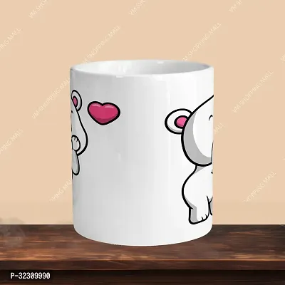 Premium 330ml Ceramic White Coffee Mug - teddy- Single  Pack-thumb2