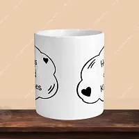 Premium 330ml Ceramic White Coffee Mug - hugs and kisses - Single Pack-thumb1