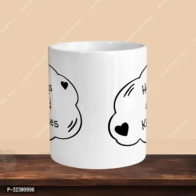 Premium 330ml Ceramic White Coffee Mug - hugs and kisses - Single Pack-thumb2