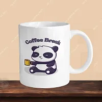 Premium 330ml Ceramic White Coffee Mug - coffee break- Single  Pack-thumb2