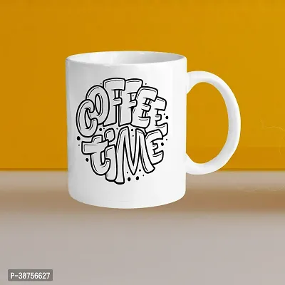 Premium 330ml Ceramic White Coffee Mug - coffee time 01 - Single Pack-thumb0