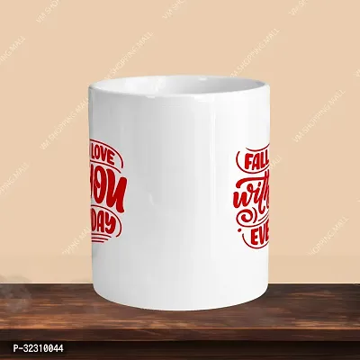 Premium 330ml Ceramic White Coffee Mug - fall in love with you - Single Pack-thumb2