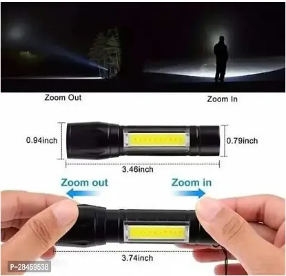 Zoomable Torch Light Long Range 2 in 1 Long Distance Up to 0.4 Km Keychain Flashlight With USB Charging  3 Light Mode Flash Light-thumb3