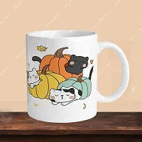 Premium 330ml Ceramic White Coffee Mug - cats 01- Single  Pack-thumb2