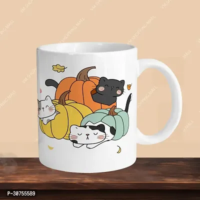 Premium 330ml Ceramic White Coffee Mug - cats 01- Single  Pack-thumb3