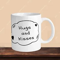 Premium 330ml Ceramic White Coffee Mug - hugs and kisses - Single Pack-thumb2