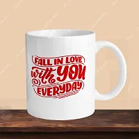 Premium 330ml Ceramic White Coffee Mug - fall in love with you - Single Pack-thumb2