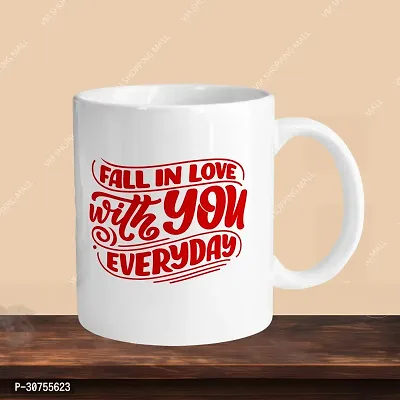 Premium 330ml Ceramic White Coffee Mug - fall in love with you - Single Pack-thumb3