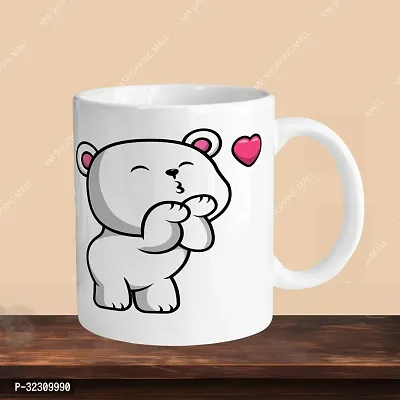 Premium 330ml Ceramic White Coffee Mug - teddy- Single  Pack-thumb3