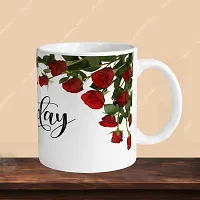 Stylish Printed Ceramic Coffee Mug with Key Chain, 330ml-thumb2