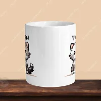 Premium 330ml Ceramic White Coffee Mug - cat meoww- Single  Pack-thumb1