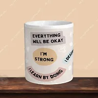 Premium 330ml Ceramic White Coffee Mug - I m Strong - Single Pack-thumb1